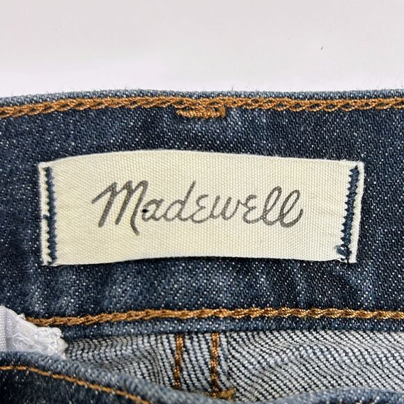 Madewell 11" High Rise Flare Jeans Dark Wash Blue Denim Retro Y2K 70's Cotton 26 - Picture 11 of 14